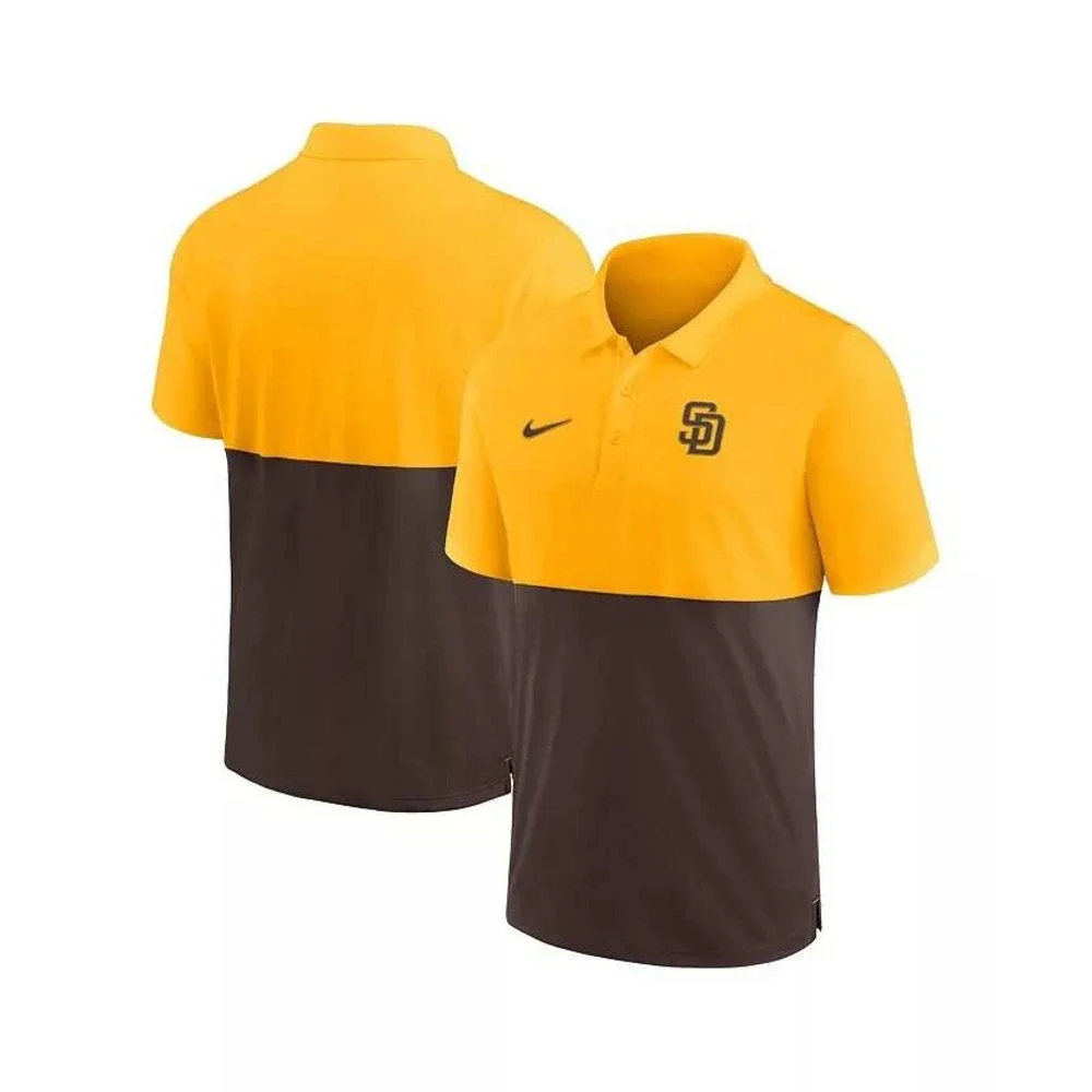 Nike San Diego Padres‎ MLB Dri Fit Polo Shirt Mens Yellow Brown